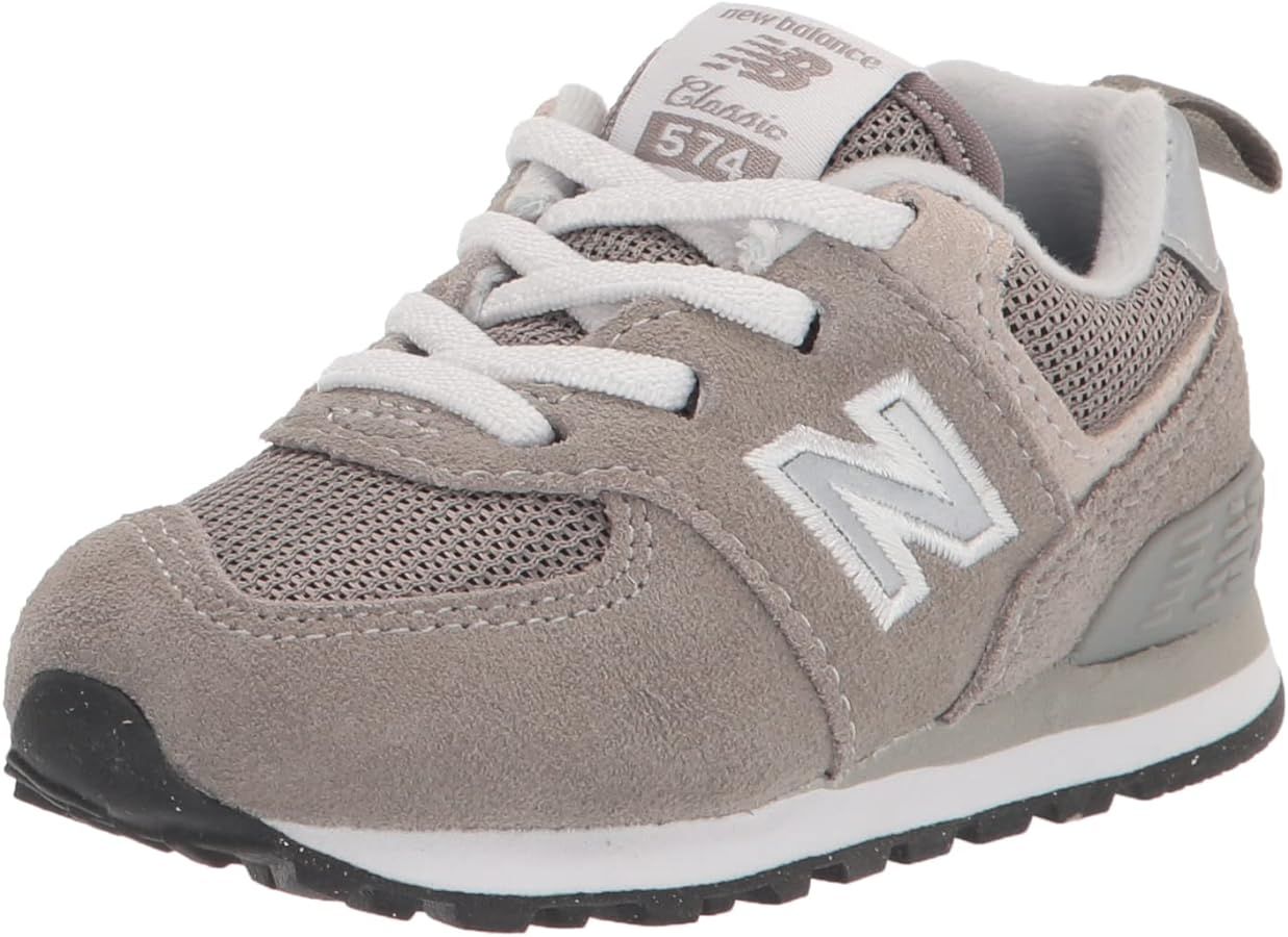 New Balance Baby Boys 574 Core Bungee Sneaker, Grey/White, 2 Wide Infant | Amazon (US)