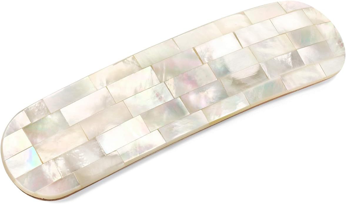 AeraVida Shimmering Iridescence Mosaic White Mother of Pearl Shell Hair Clip | Amazon (US)