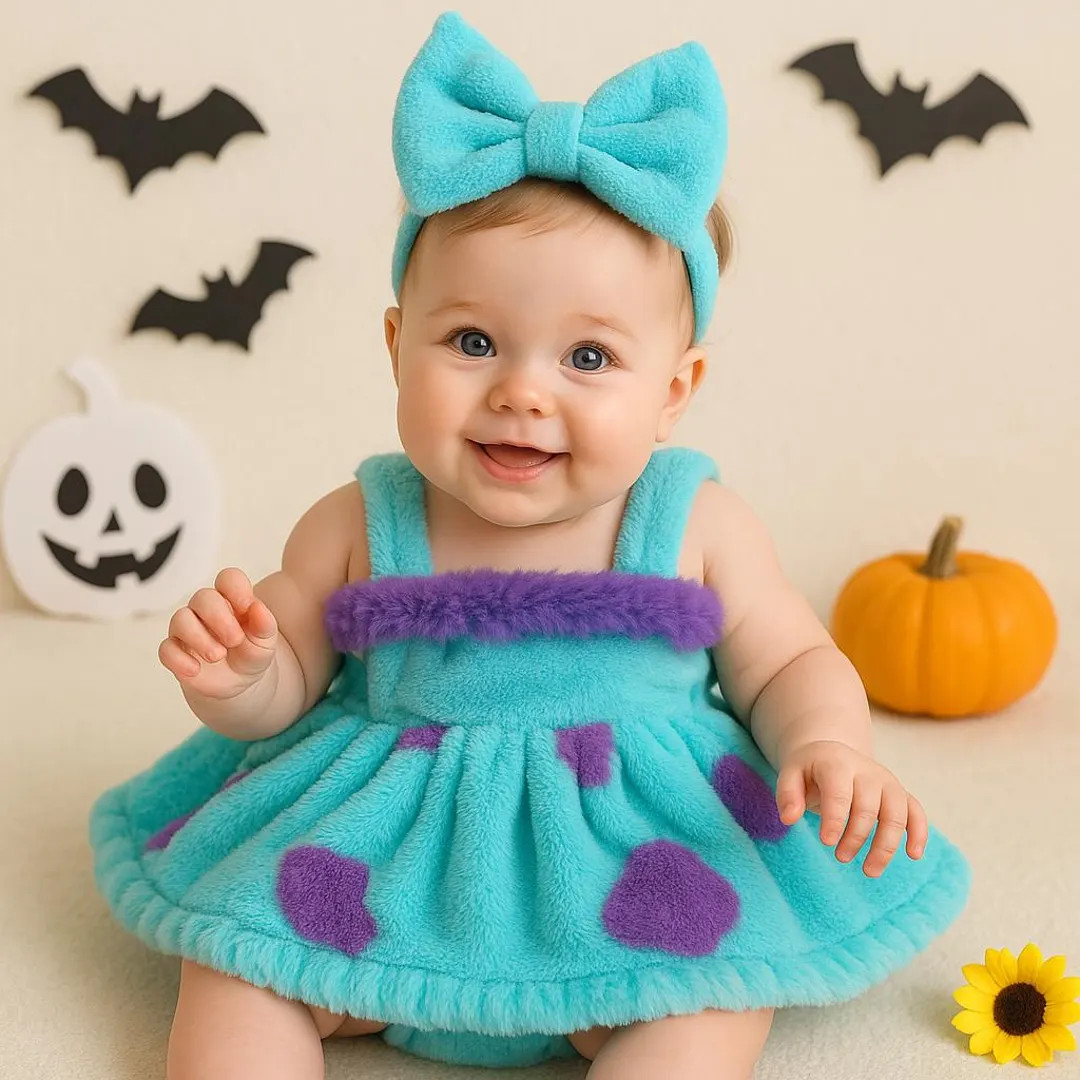 Baby Sully Costume Romper: Monsters Inc. Inspired Outfit with Bow | Etsy (US)