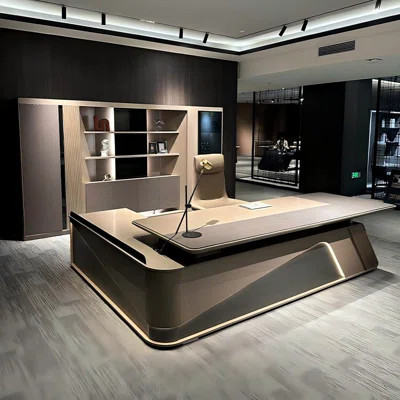 118.11"Modern Light Luxury Premium Executive Desk with Side Cabinet | Wayfair North America