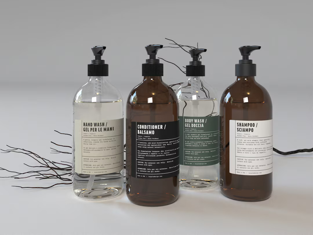 Clear or Amber Matte Flat White Matte Black Plastic Refillable Bottle | Hand Soap, Body Wash, Sha... | Etsy (US)