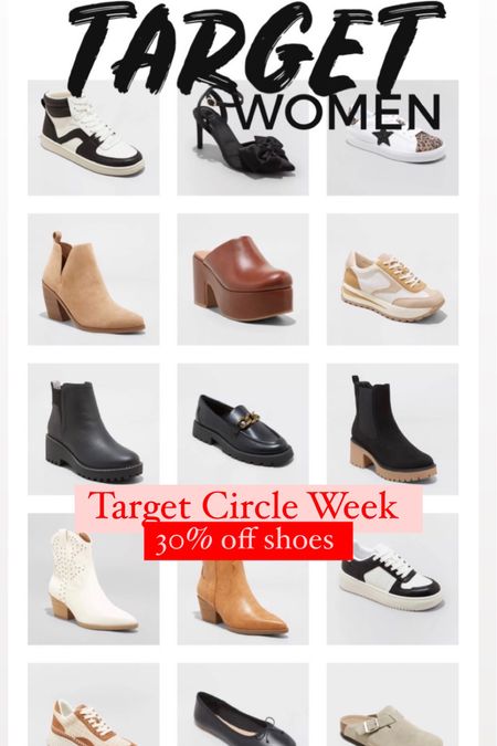 Target circle week 30% off women’s shoes 

#LTKfindsunder50 #LTKshoecrush #LTKsalealert