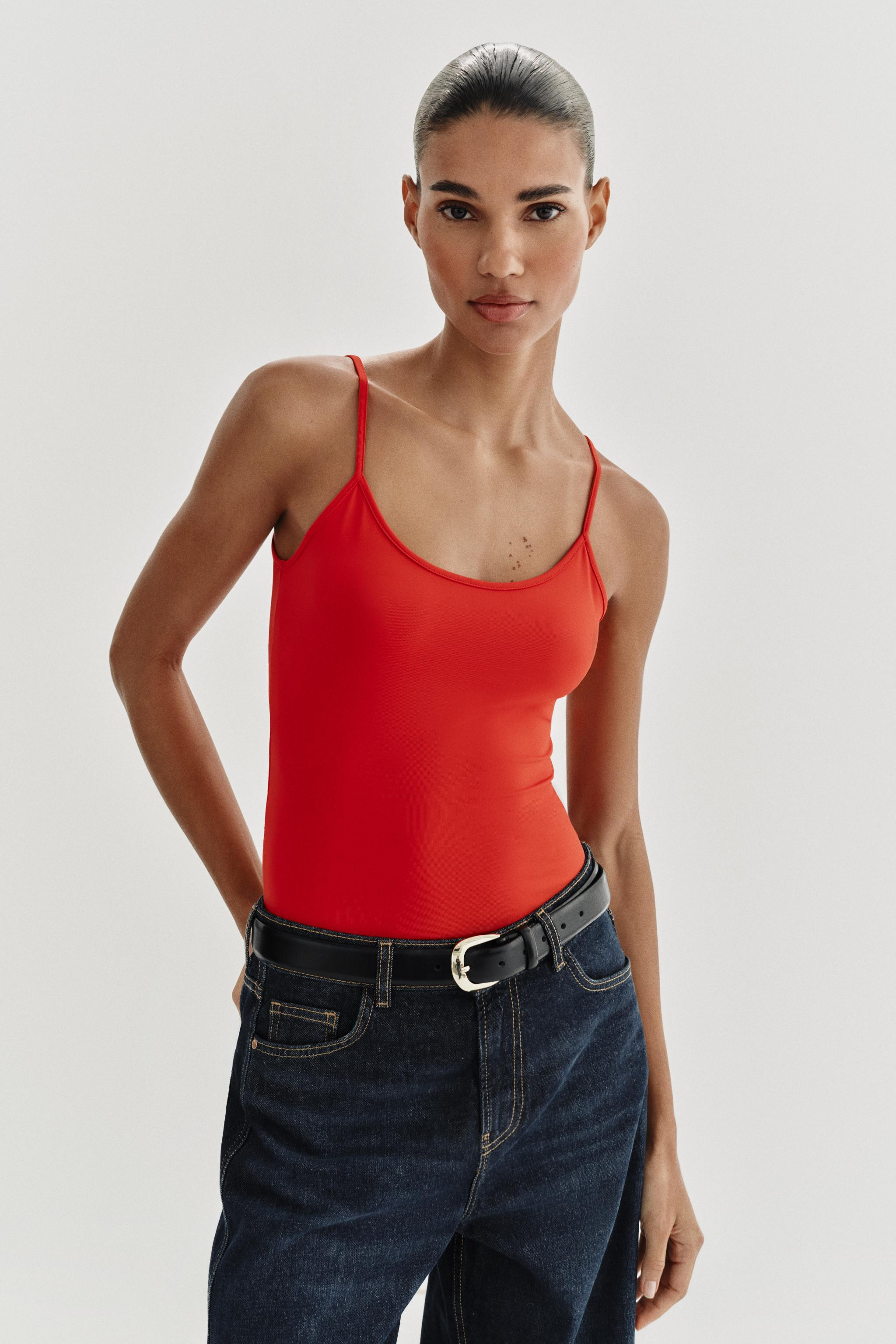 FINE STRAP POLYAMIDE T-SHIRT | Zara UK