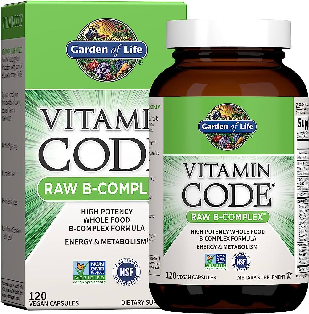 Garden of Life Raw B Complex - Vitamin Code - 120 Vegan Capsules, High Potency Vitamins for Energ... | Amazon (US)