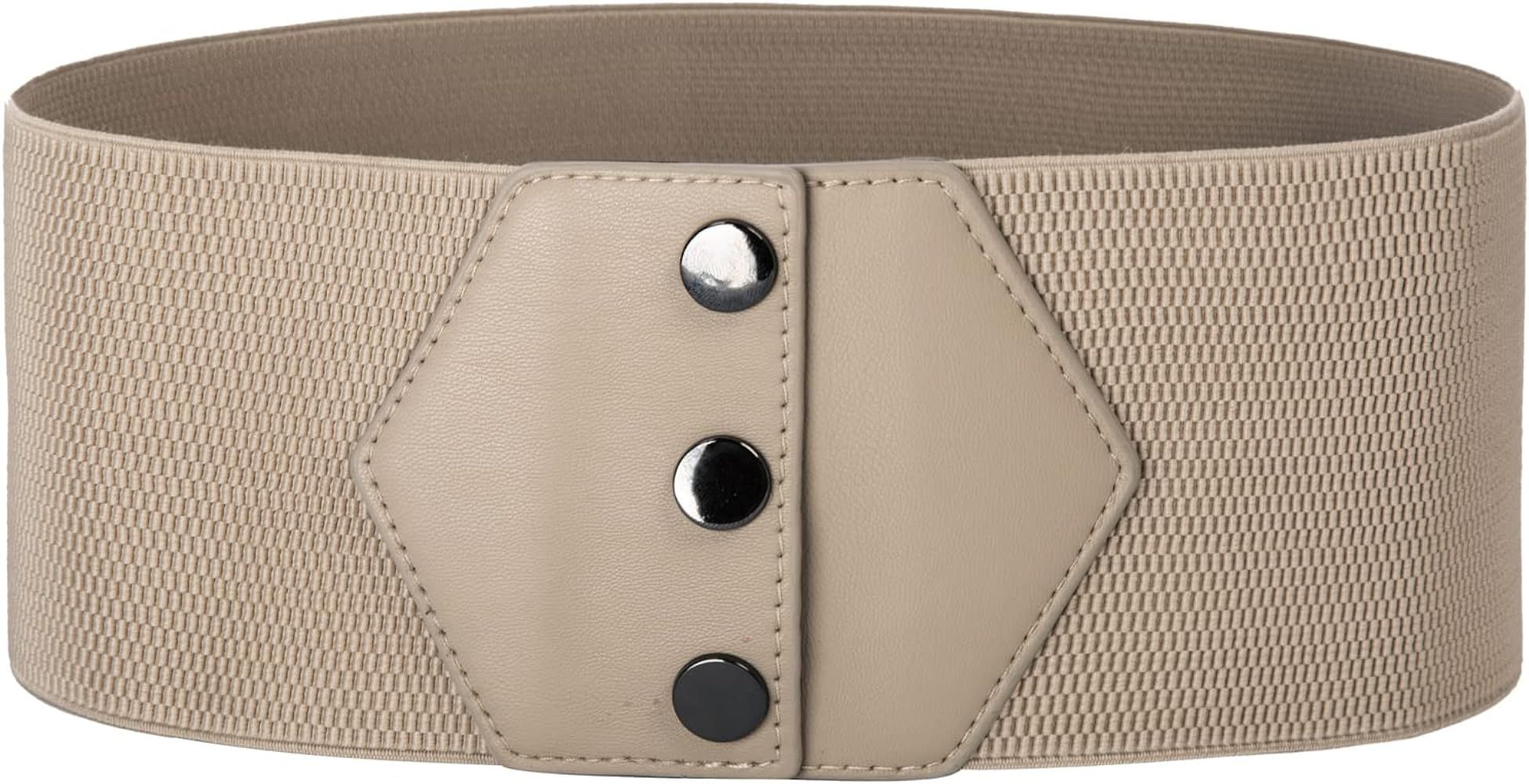 GRACE KARIN Women's Snap-Button Corset Belt Wide Elastic Belts for Dress Stretchy Waistband | Amazon (US)