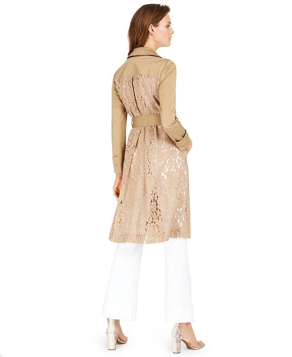 INC Plus Size Long Lace-Back Trench Coat, Created for Macy's | Macys (US)