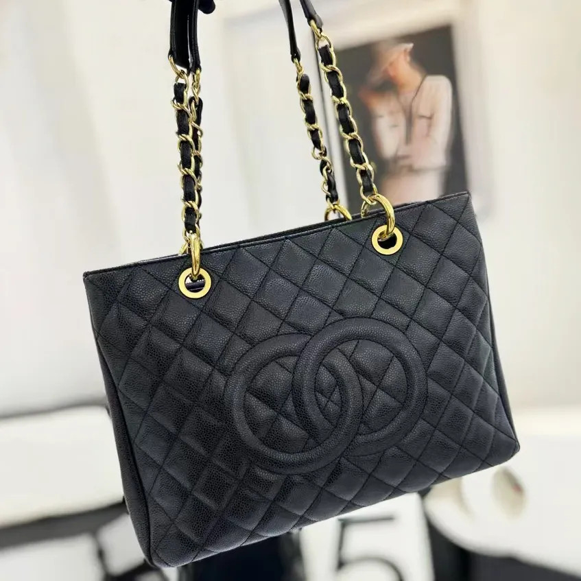 Tote bag Gst bag Designer bag Luxury Shoulder bag Classics Lychee Caviar Canvas Gold Silver Chain... | DHGate