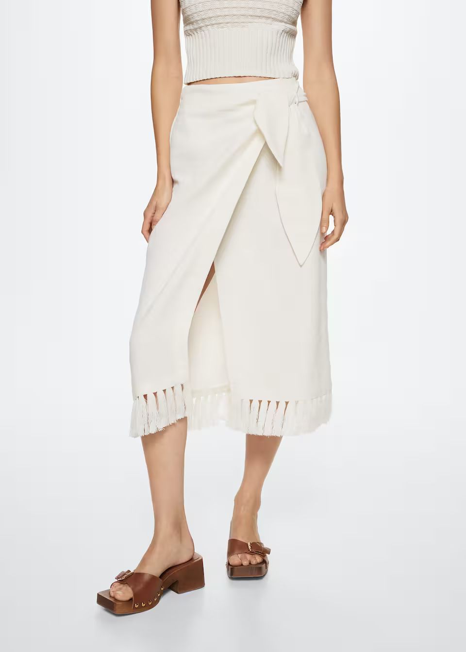 Cotton-blend wrap skirt | MANGO (US)