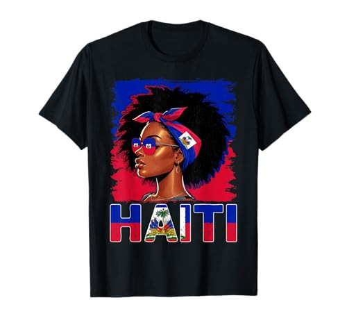 Haitian Girl Haiti Flag Proud Haitienne Afro Women Haiti T-Shirt | Amazon (US)