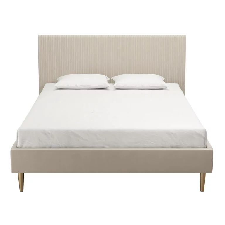 Mr. Kate Daphne Upholstered Bed with Headboard and Modern Platform Frame, Queen, Ivory Velvet | Walmart (US)