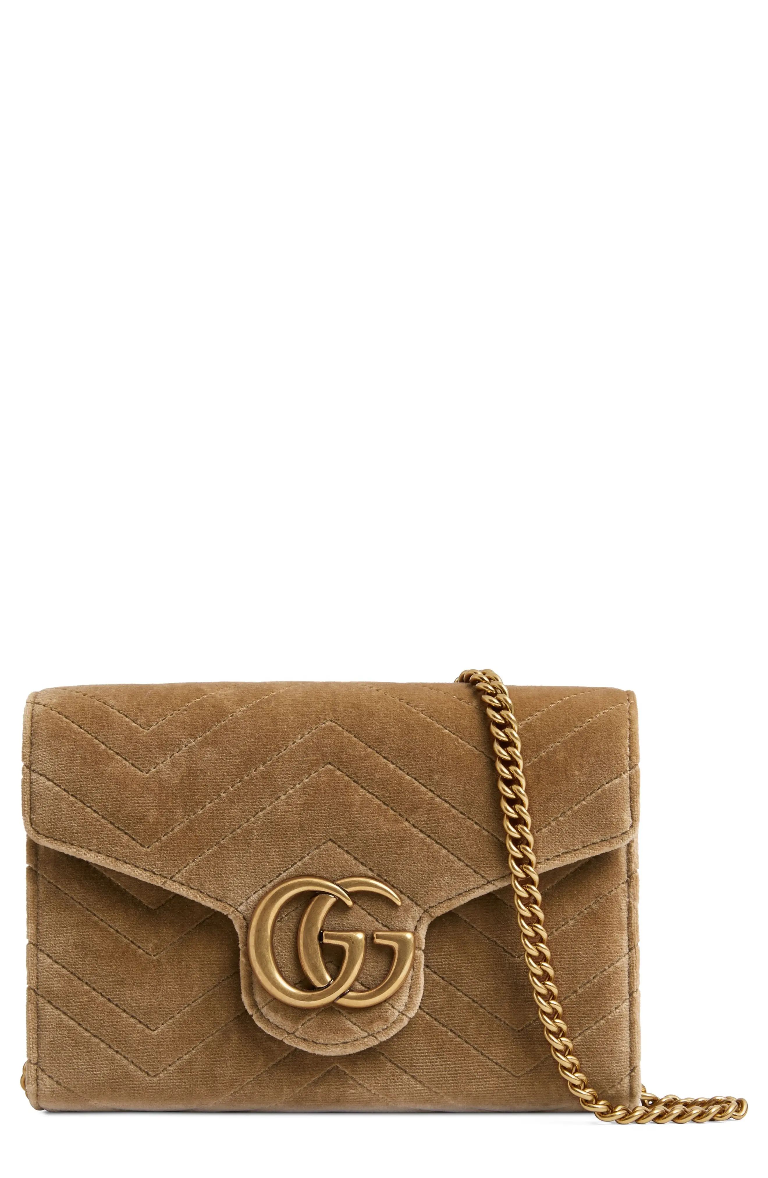 Gucci GG Marmont 2.0 Matelassé Velvet Wallet on a Chain | Nordstrom