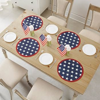 Avanti Linens \u2013 Placemat Set, Woven Braided 100% Polyester Round Placemats, Star Print & Con... | Amazon (US)