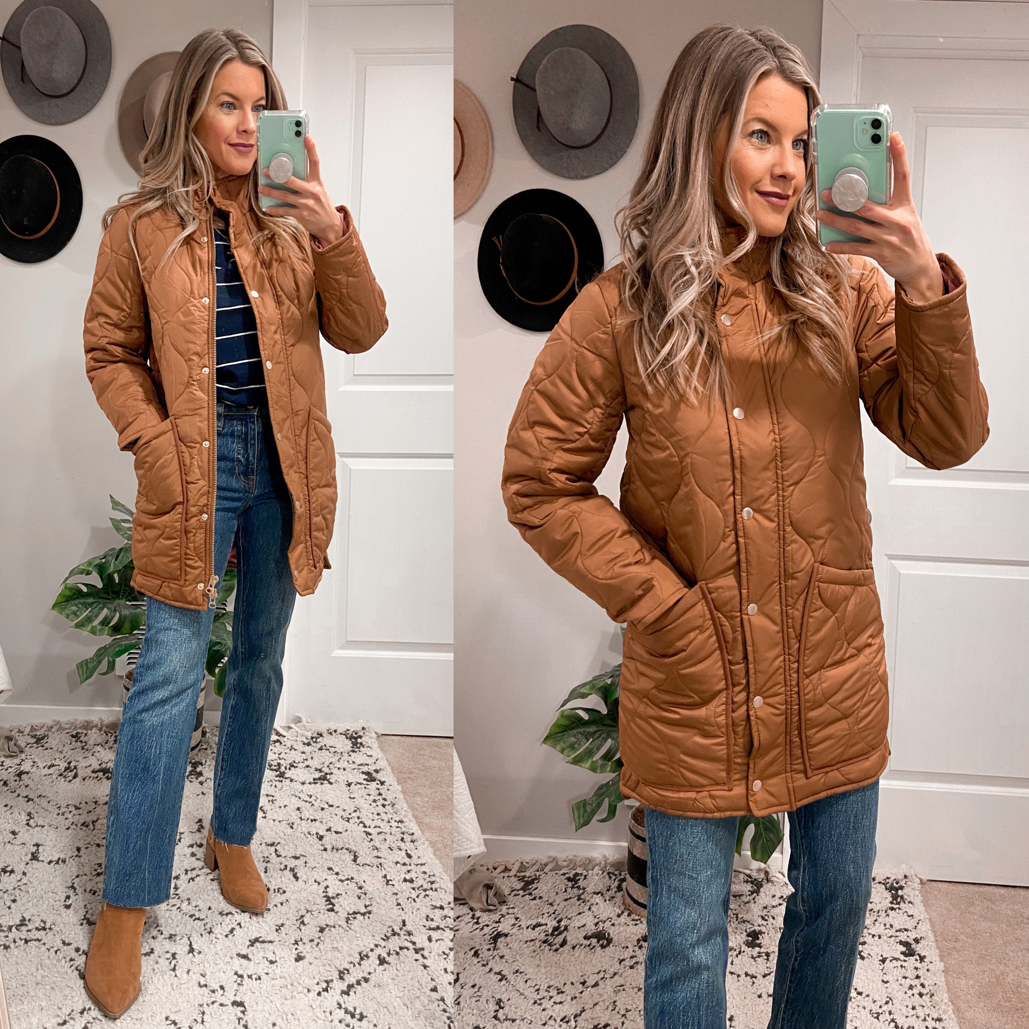 J. Crew outfit on sale! Demi-boot jeans, striped long-sleeve, Cocoon quilted puffer coat.

#LTKSeasonal #LTKsalealert #LTKstyletip