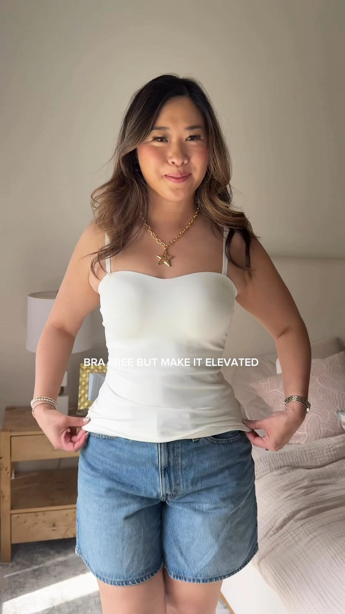 Bra free but make it elevated. Wearing the tank in a size Medium. Use code BRA10TOP to 10% off!