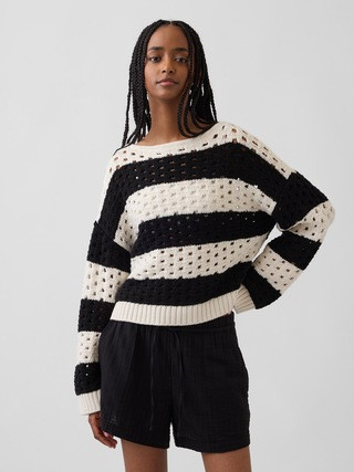100% Cotton Crochet Boatneck Sweater | Gap (US)