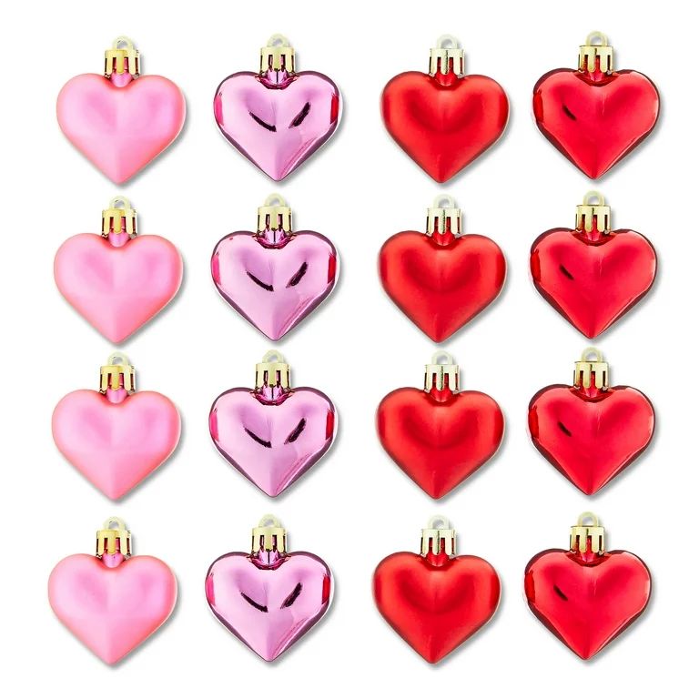 Valentine's Day Red & Pink Heart Filler Decorative Ornaments, 4.1 in, 12 Count, by Way To Celebra... | Walmart (US)