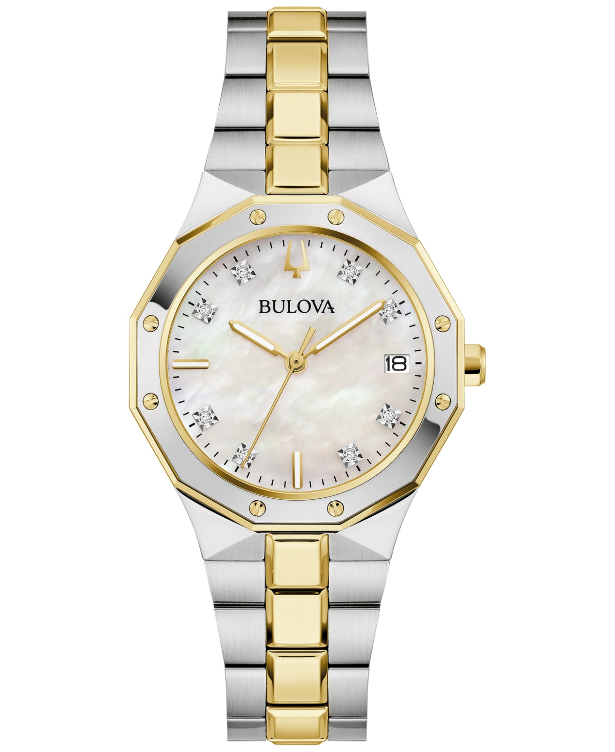 Bulova Women's Prestige Diamond Accent Two-Tone Stainless Steel Bracelet Watch 32mm - Two-tone | Macy's