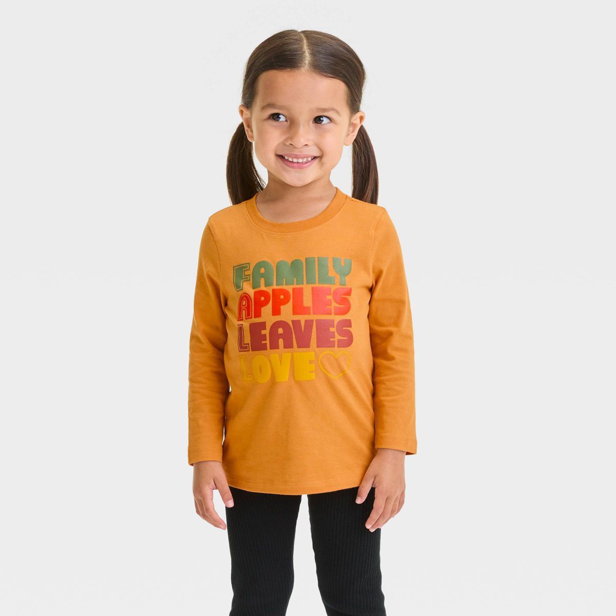 Toddler 'Fall Love' Long Sleeve T-Shirt - Cat & Jack™ Dark Mustard Yellow | Target