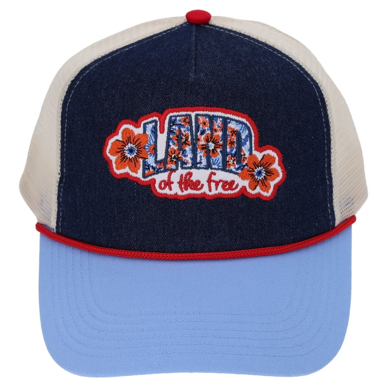 Way to Celebrate Patriotic Land of the Free Trucker Hat for Adults, Red/White/Blue, One Size | Walmart (US)