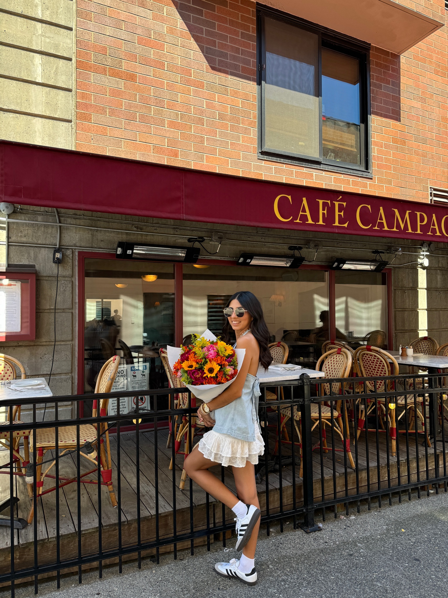 summer outfit / summer fashion 
denim top, white skirt, adidas sambas 

#LTKSummerSales #LTKStyleTip