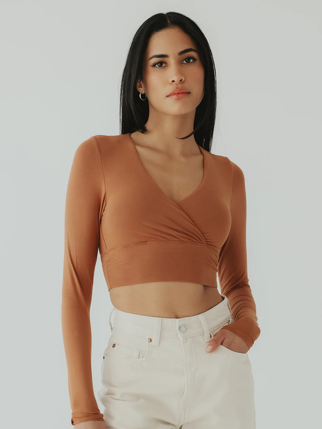 Wrap Long Sleeve Brami (Crop) | Klassy