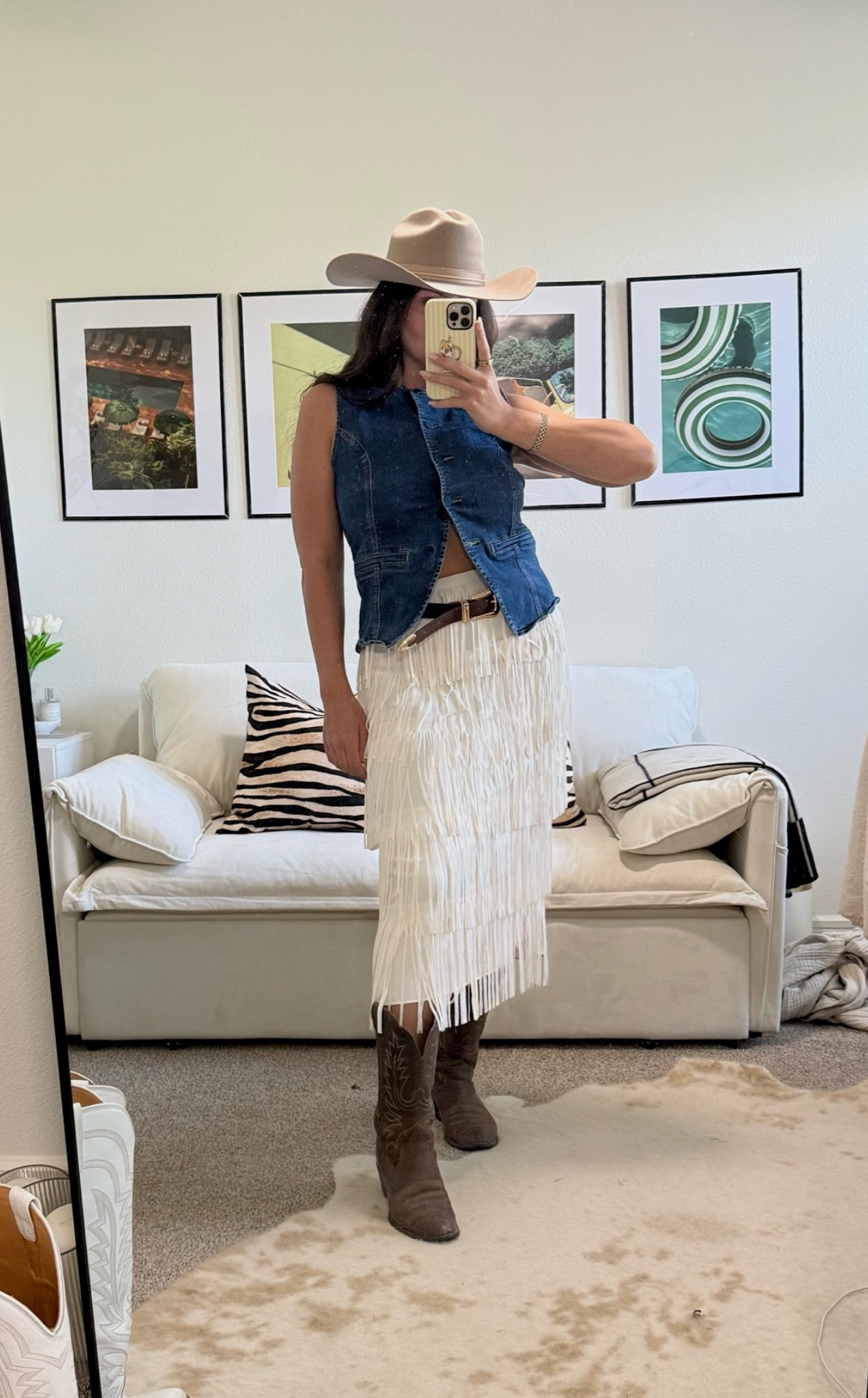 Hat is custom from rancher hat bar and boots are 10 years old from ariat