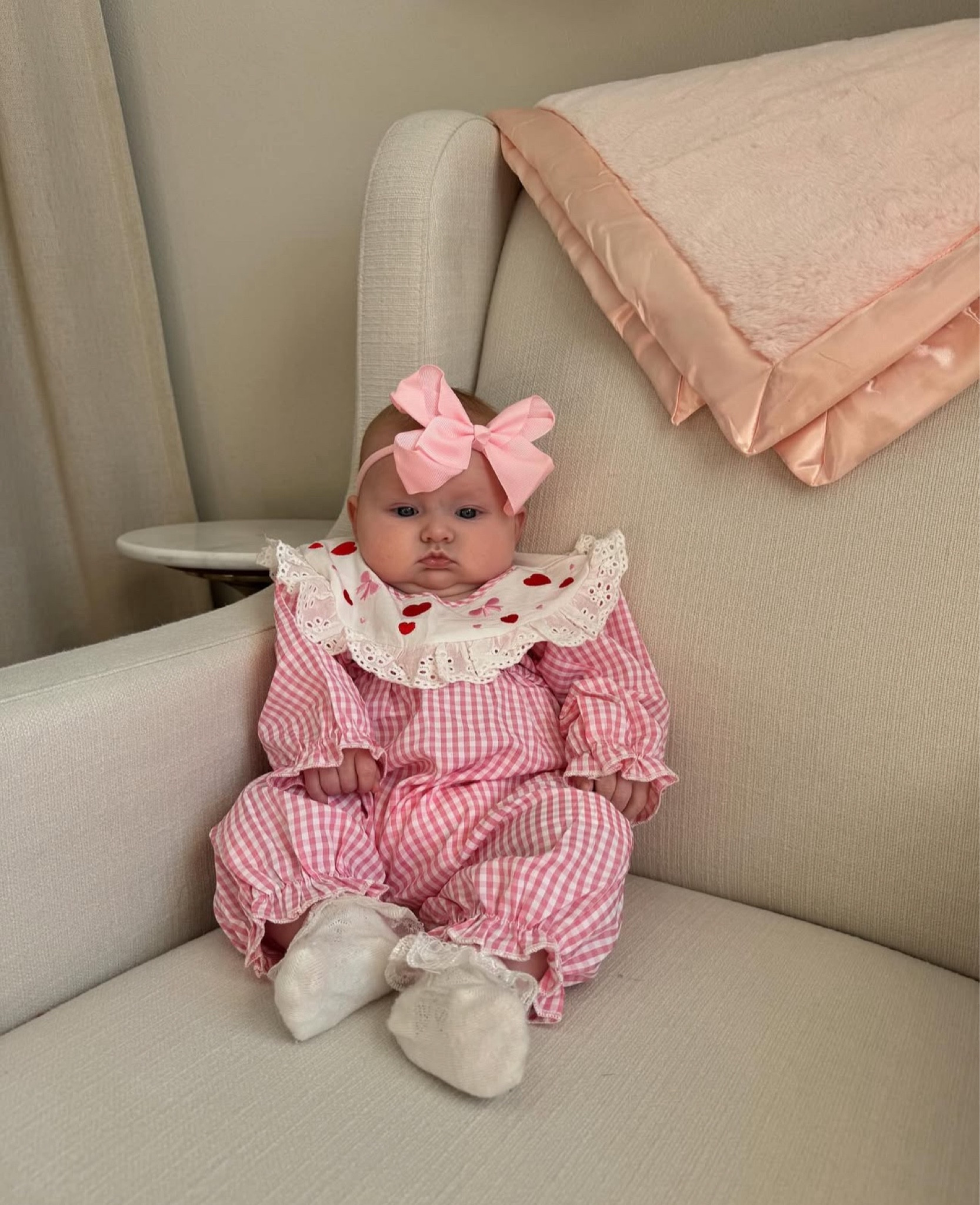 Baby girl’s smocked romper heart embroidery plaid jumpsuit lace long sleeve bodysuit my first Valentine’s Day outfit 🎀

#LTKbaby #LTKkids #LTKSeasonal