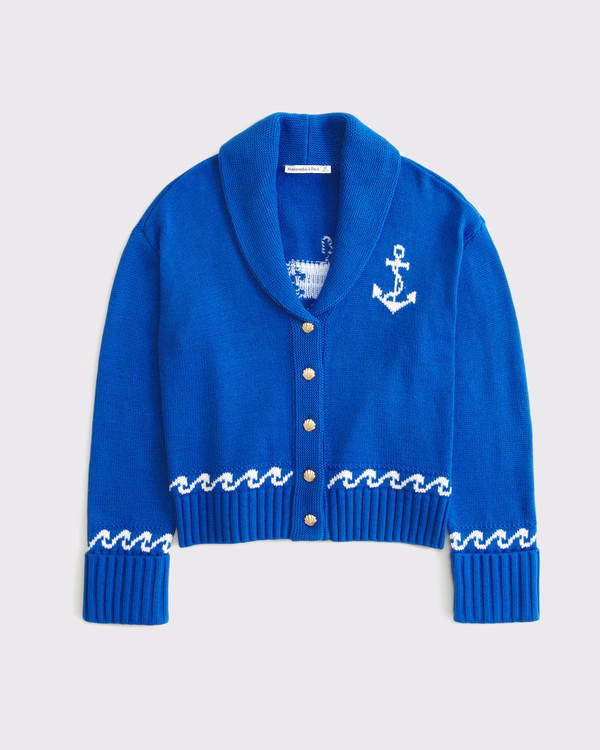 Nautical Whale Collared Cardigan | Abercrombie & Fitch (US)