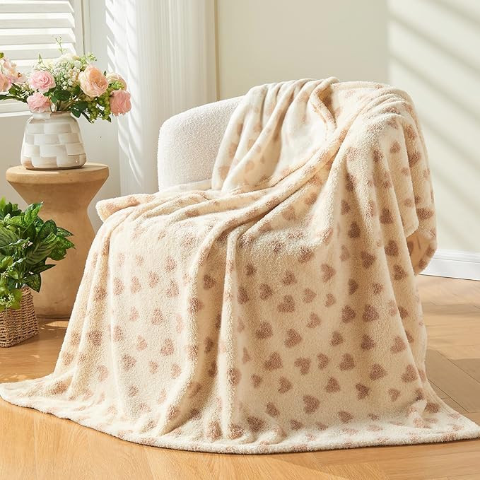 NEWCOSPLAY Knitted Heart Blanket Super Soft Plush Throw for Couch Fuzzy Fluffy Microfiber Lightwe... | Amazon (US)