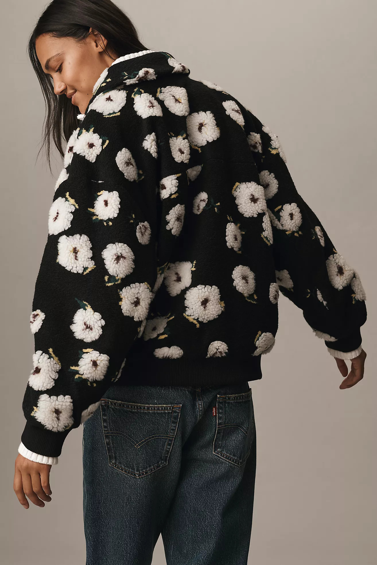 By Anthropologie Floral Sherpa Fleece Bomber Jacket | Anthropologie (US)