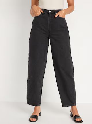 Extra High-Waisted Non-Stretch Black Balloon Ankle Jeans for Women | Old Navy (US)