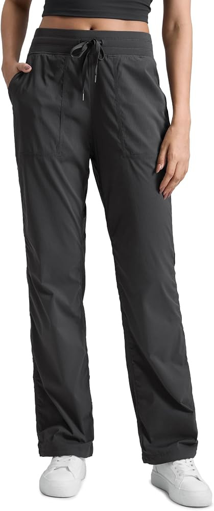CRZ YOGA Lightweight Straight Leg Workout Pants for Women 28"/30"/32" - Ruched Casual Work Athlet... | Amazon (US)