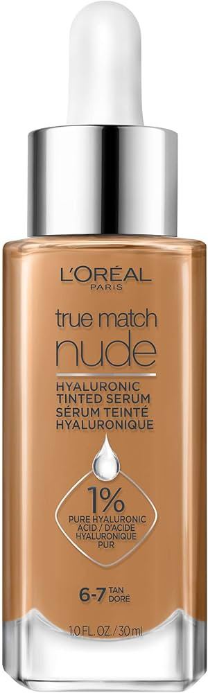 L'Oreal Paris True Match Nude Hyaluronic Tinted Serum Foundation with 1% Hyaluronic acid, Tan 6-7... | Amazon (US)