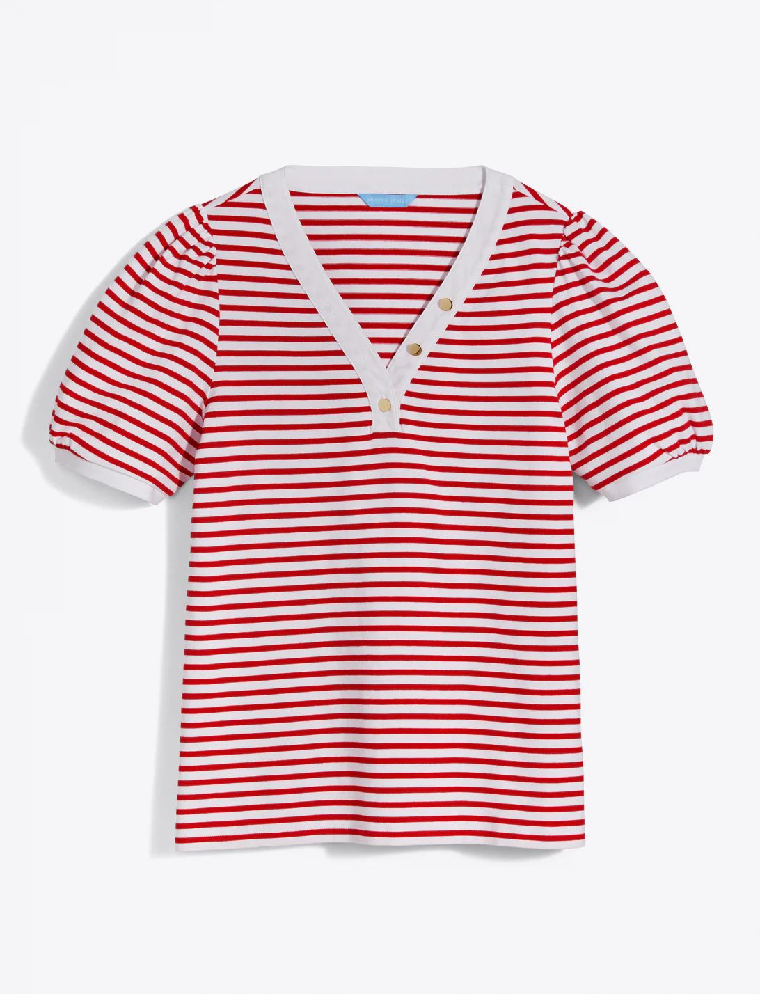 Puff Sleeve T-Shirt in Nautical Stripe | Draper James (US)