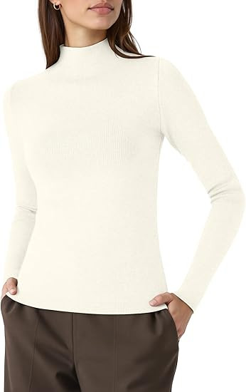 OQQ Women's Sweaters Mock Neck Long Sleeve Wool Skinny Work Pullover Sweaters | Amazon (US)