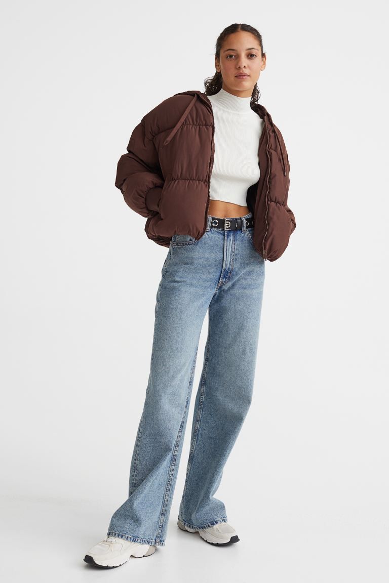 Hooded Puffer Jacket - Dark brown - Ladies | H&M US | H&M (US + CA)