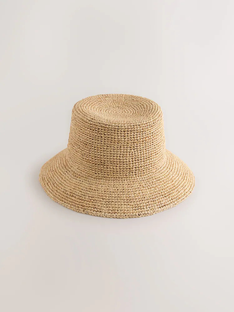 Natural Rafia Bucket Straw Hat | Next EU