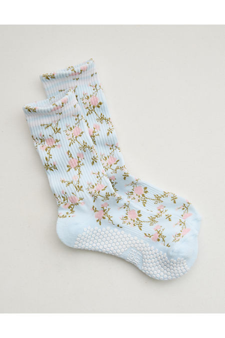 LUCKY HONEY Vintage Rose Grip Sock Women's Blue Mist One Size | Aerie
