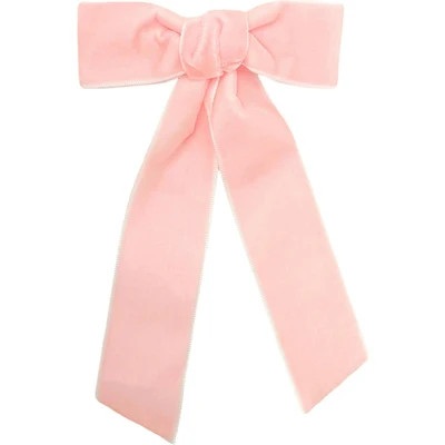 Velvet Long-Tailed Bow Barrette Hot Pink | Maisonette