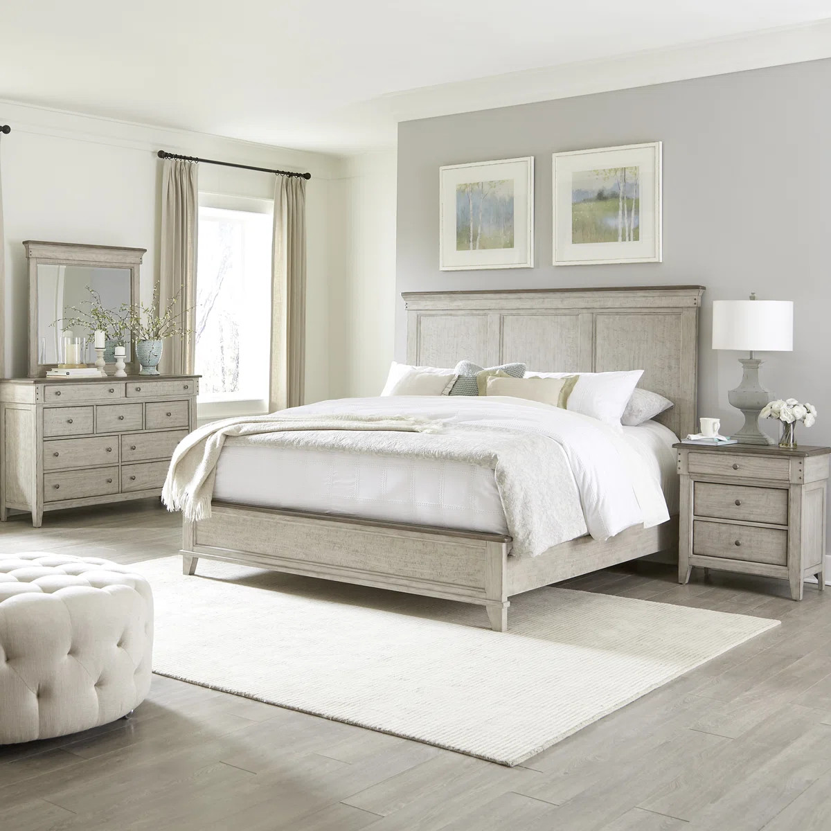 Cathleen Panel Bed, Dresser & Mirror, Nightstand Bedroom Set | Wayfair North America
