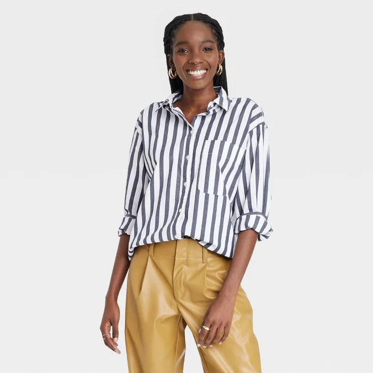 Women's Long Sleeve Oversized Button-Down Shirt - A New Day™ | Target