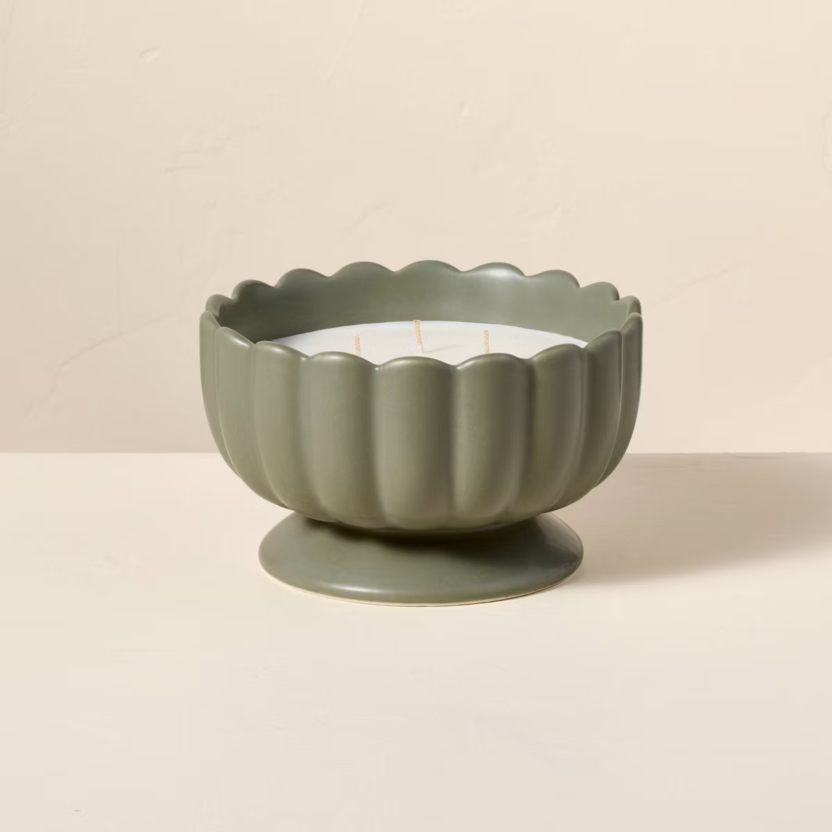 5 Wick Footed Ceramic Scalloped Rim Jar Candle 34oz - Hearth & Hand™ with Magnolia | Target