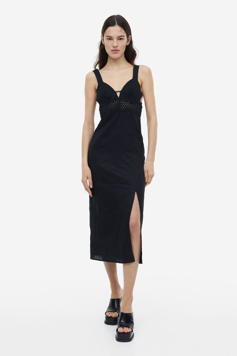 Linen Dress with Eyelet Embroidery | H&M (US)
