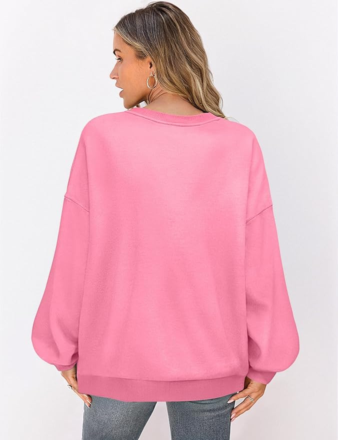 UEU Women Oversized Striped Crewneck Sweatshirt Long Sleeve Color Block Pullover Tops Casual Loos... | Amazon (US)