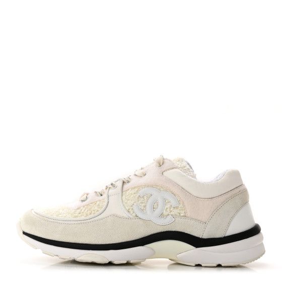 Velour Tweed CC Sneakers 40 White | FASHIONPHILE (US)