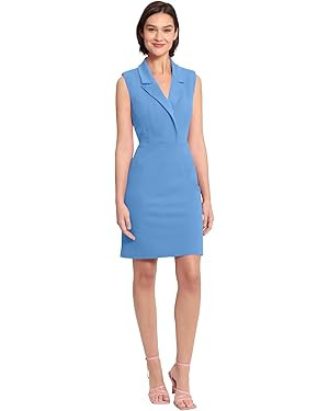Donna Morgan Women's Lapel Collared Career Sheath Dress Office Workwear Desk to Dinner Event Rece... | Amazon (US)