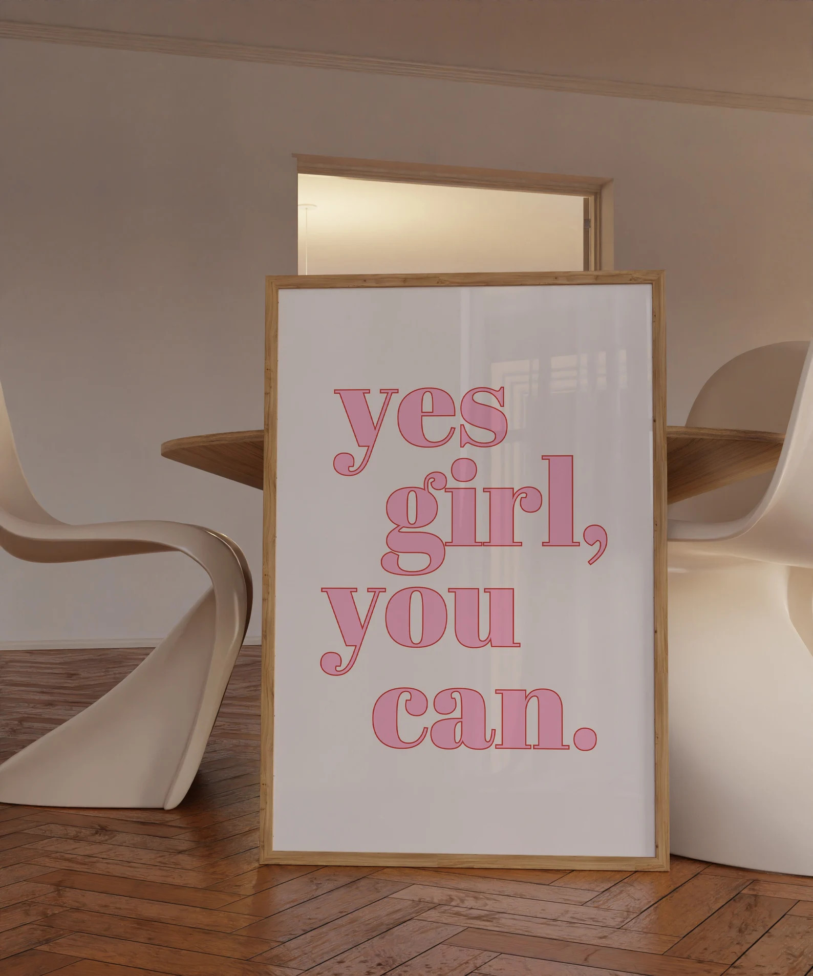 Yes Girl You Can Print Trendy Wall Art Pink Wall Art Typography Wall Art Pink Art Prints Bedroom ... | Etsy (US)