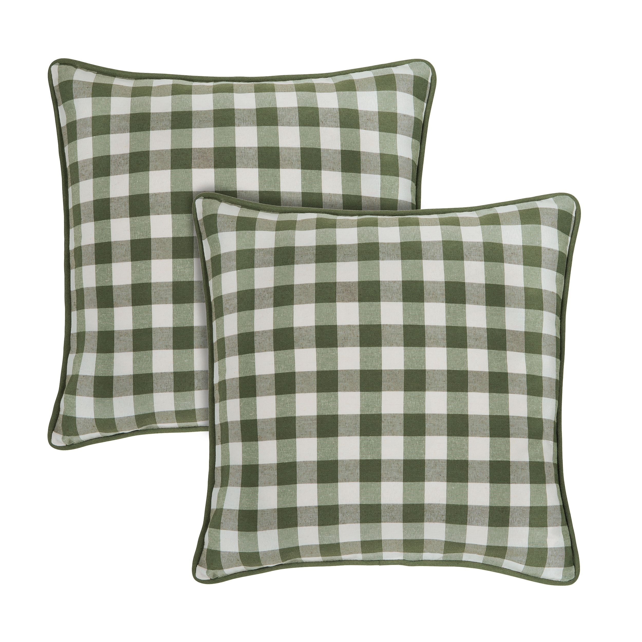 Achim Checkerboard Polyester/Cotton Modern Throw Pillow Covers, 18" x 18", Green, 2-Pieces | Walmart (US)