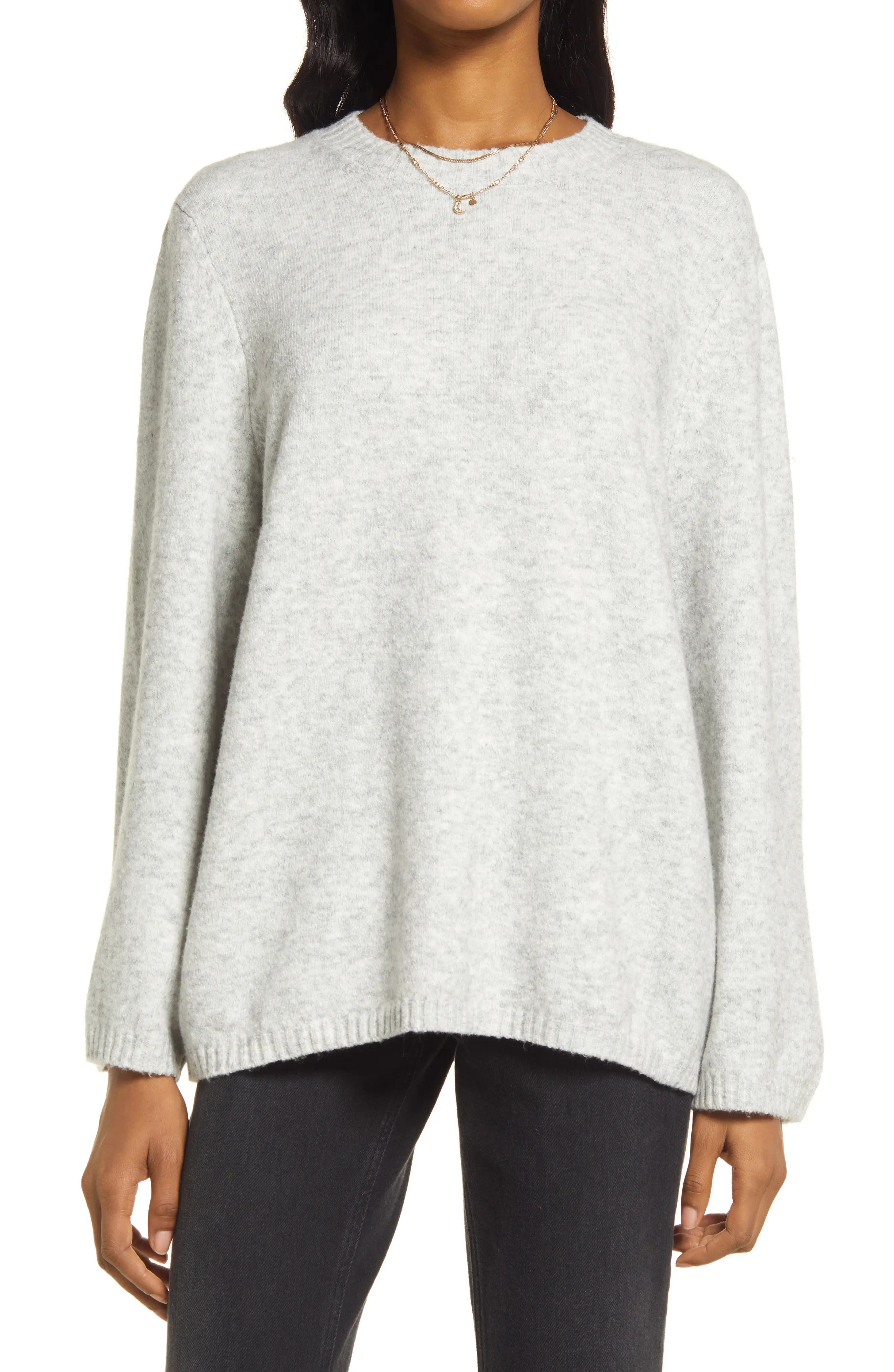 Treasure & Bond Cozy Crewneck Sweater, Size Medium in Grey Light Heather at Nordstrom | Nordstrom