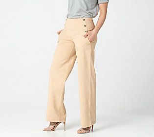 Women with Control Petite Tummy Control Sailor Pants w/ Pocket | QVC